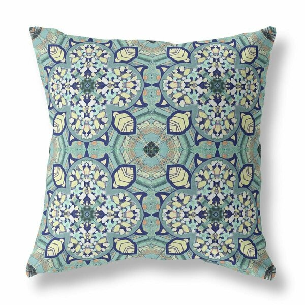 Homeroots 16 in. Cloverleaf Indoor & Outdoor Throw Pillow Muted Green & Cream 411844